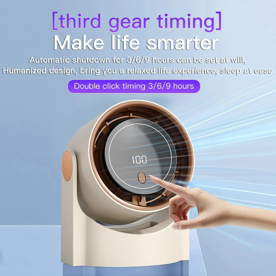 XIAOTREE Smart Electric Fan 100 Speed Bladeless Fan USB Charging Desktop Silent Wall Mounted Air Conditioner Office