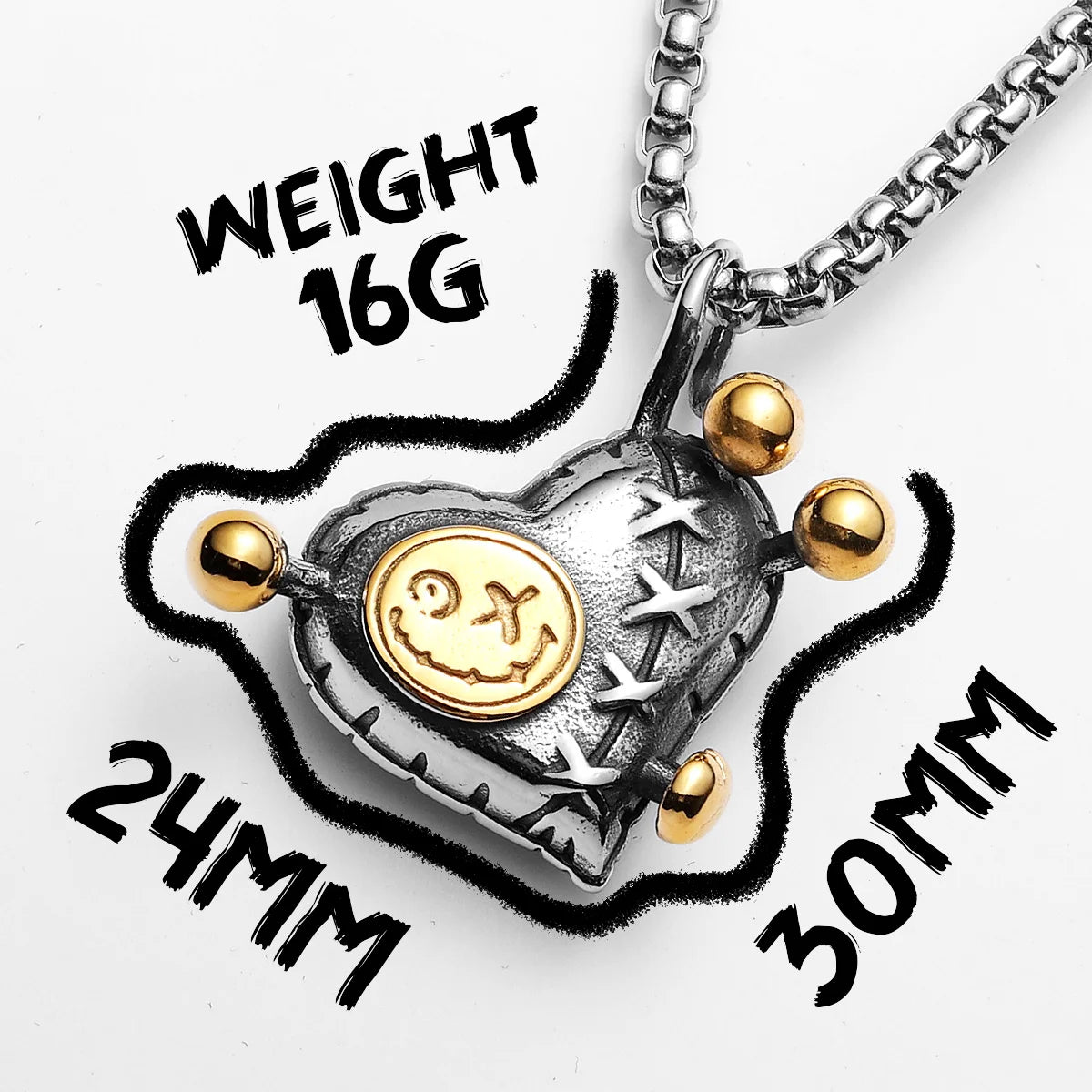 Heart Pendant Necklace Stainless Steel Gothic
