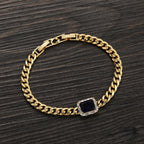 Iced Out Cuban Bracelet Stainless Steel Square Stone