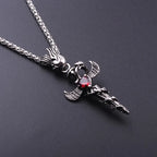 Heart-shaped Sword Wings Necklace Retro Punk style Pendant Jewelry Accessory for Women Men Personality Gifts