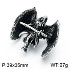 KALEN Vintage Gothic Fallen Angel Pendant Necklace For Men Stainless Steel Death Grim Reaper Wing Totem Charm Fashion Jewelry