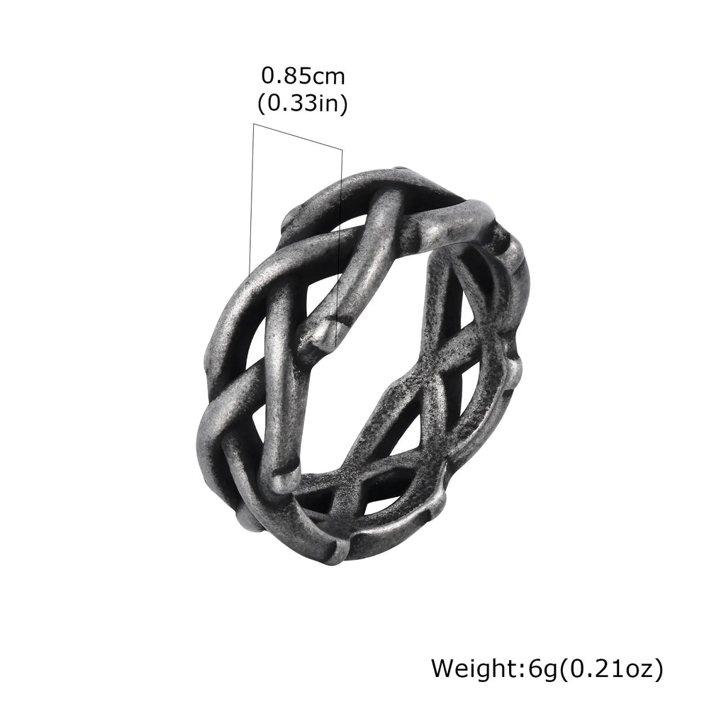 Crown Thorn Branch Ring — Stainless Steel