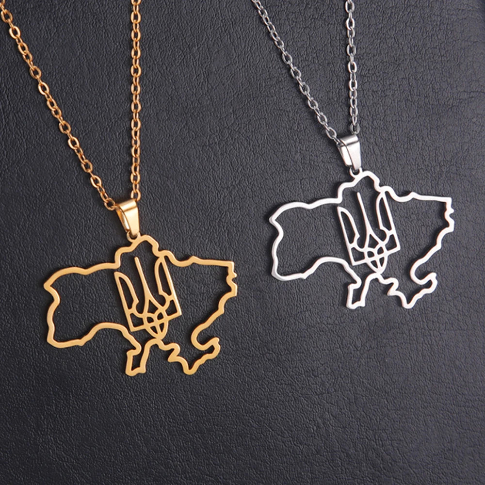 Tryzub Ukrainian Trident Necklace — Stainless Steel