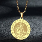 QIMING Dainty Saint George Pendant Necklace For Men Stainless Steel Warrior St. George's Dragon Medallion Mythology