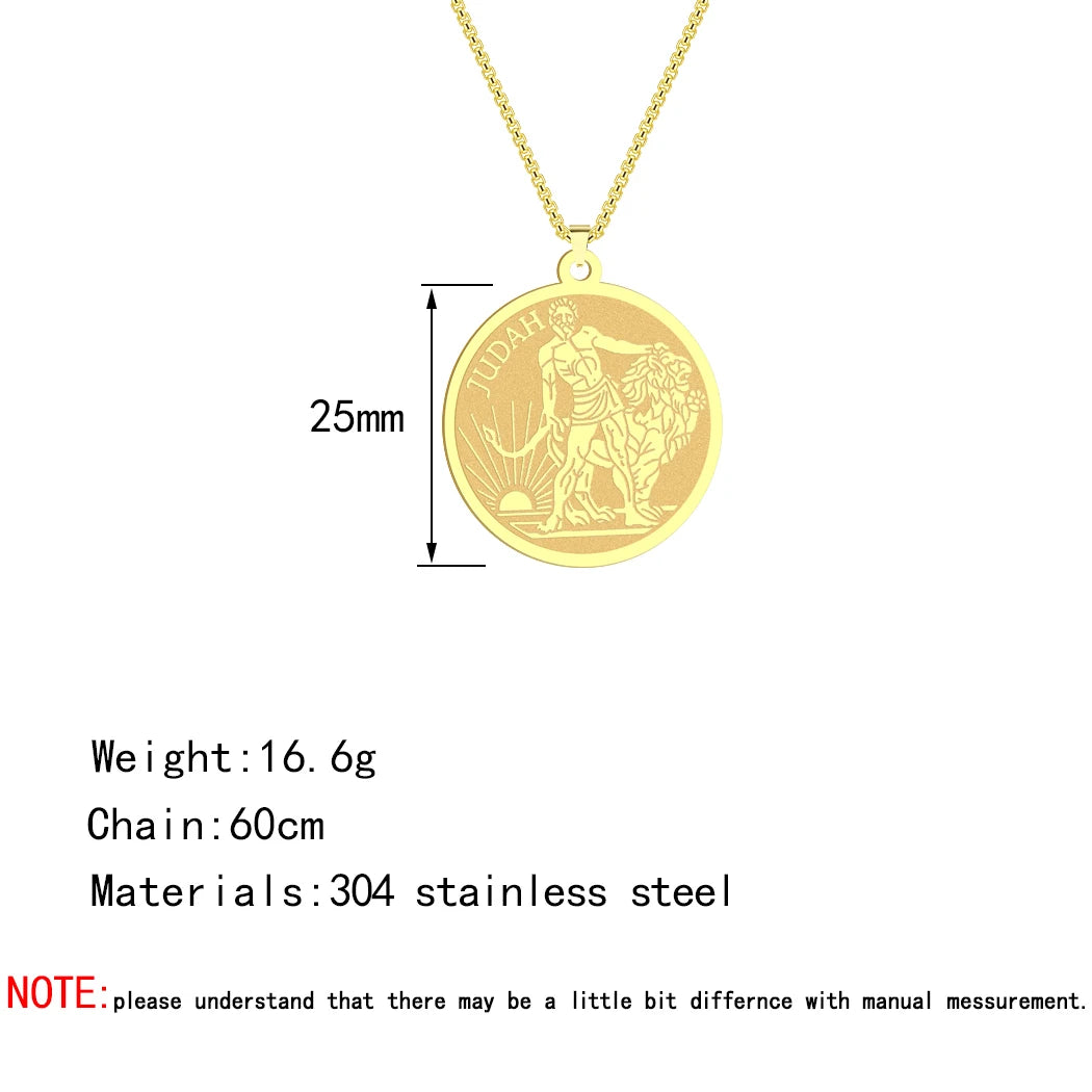 Lion of Judah Coin Pendant Necklace