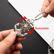 Vintage Nautical Rotatable Ship Wheel Anchor Pendant Necklace