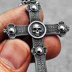 316L Stainless Steel Cross Necklaces Skull Men Pendant Top Quality Chain Religion Rock Punk Rap for Biker Male Jewelry Best Gift