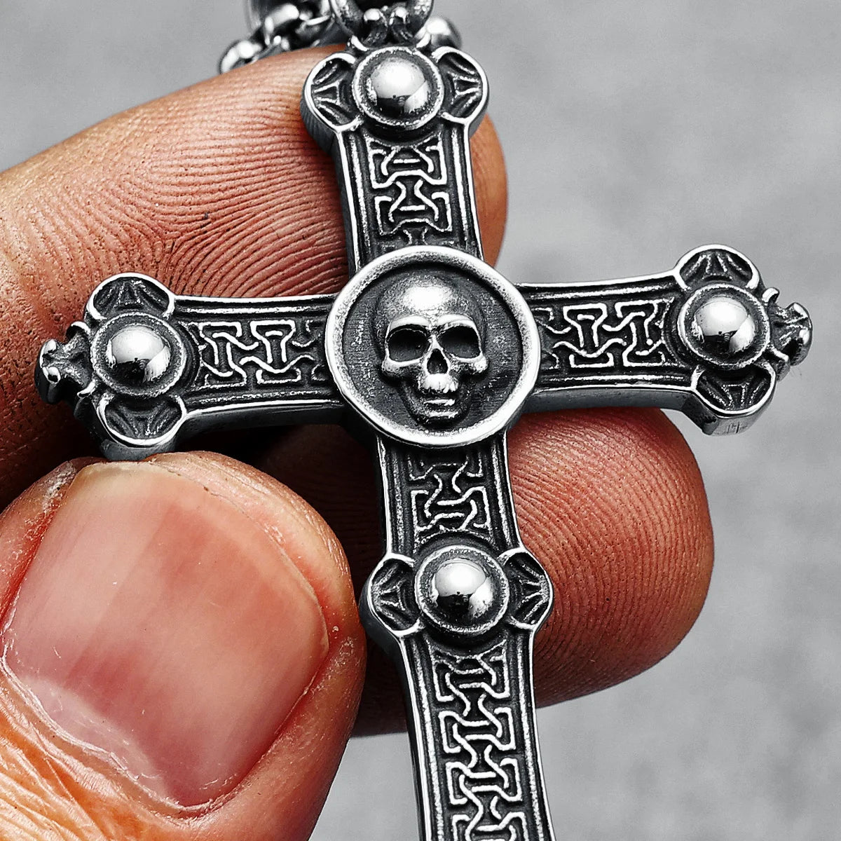 316L Stainless Steel Cross Necklaces Skull Men Pendant Top Quality Chain Religion Rock Punk Rap for Biker Male Jewelry Best Gift