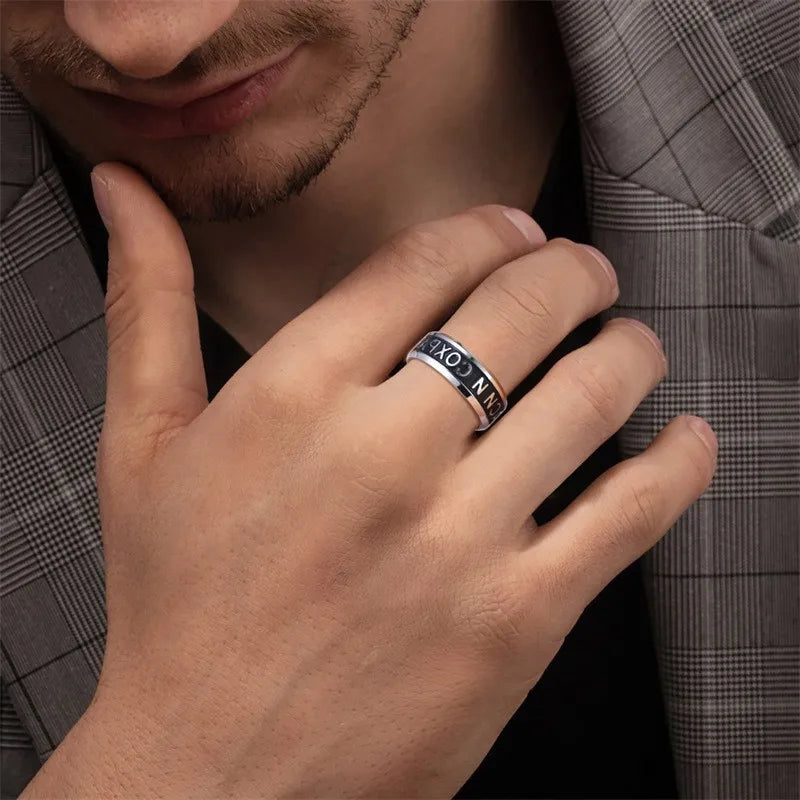 Orthodox Russian Christian Ring for Men Women 316L Stainless Steel Prayer Bands Religious Inscription Vintage Jewelry