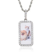 Iced Out Pendant Necklace Picture Photo Rectangle