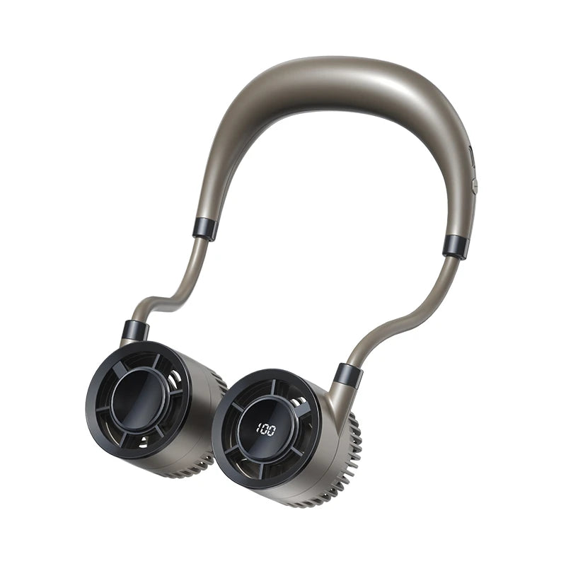 Lenovo Portable Neck Fan 100 Speeds Bladeless Hanging Neck Fan with LED Display USB Rechargeable Fan for Outdoor Sports