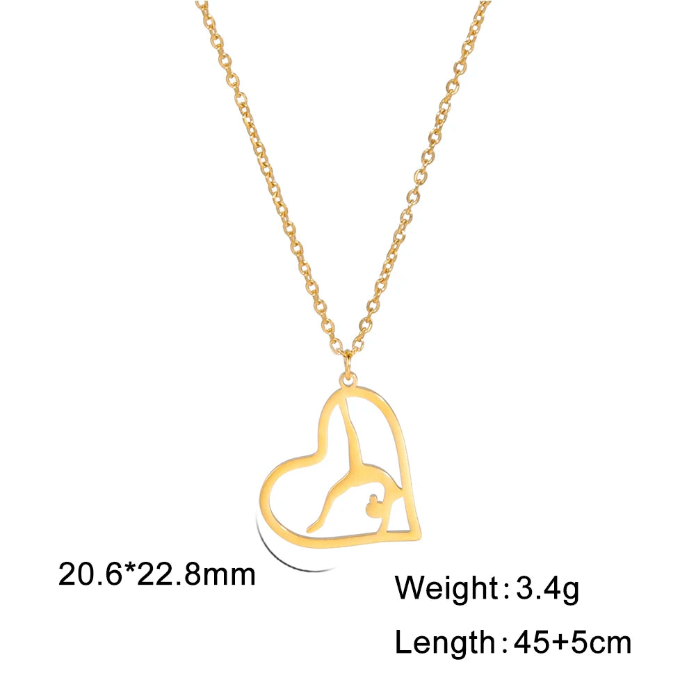 Unift Stainless Steel Sport Women Necklace Runner Rhythmic Gymnastics  Silhouette Pendant Fashion Birthday Jewelry Wholesale