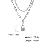 My Shape Fashion 2 Layers Lock Pendant Necklace for Men Punk Stainless Steel Clip Link Chain Necklaces Choker Male Party Jewelry