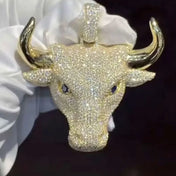 Bull Head Iced Out Stainless Steel Necklace Pendant
