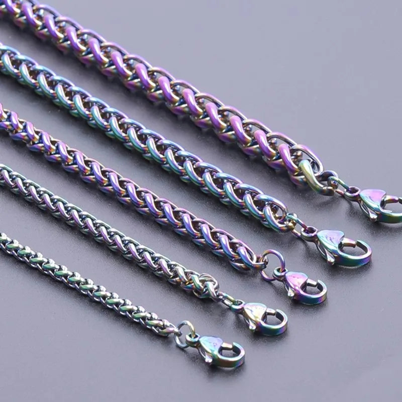 Width 3/4/5/6/7mm Stainless Steel Keel Chain Necklaces For Women Men Accessories Length 40/45/50/60/70/80/90cm Jewelry Necklace