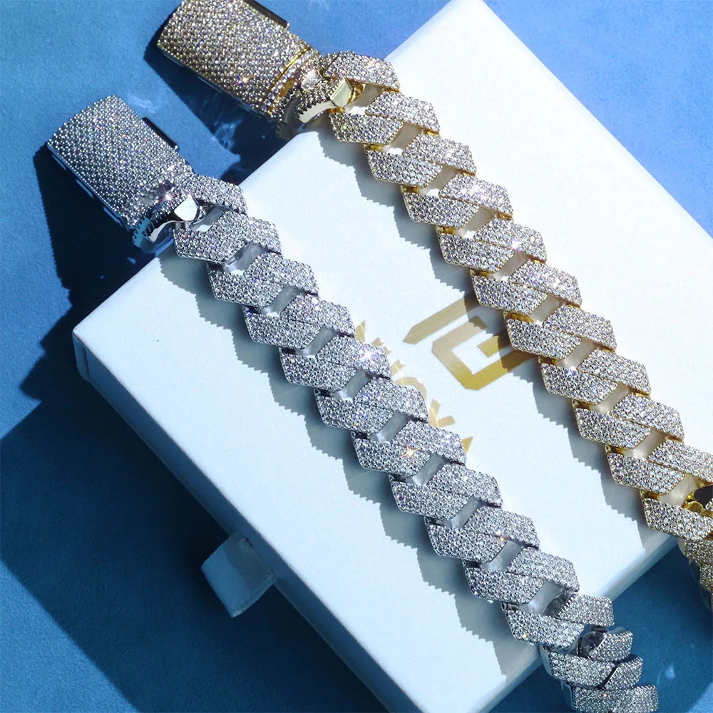 Rose Gold Cuban Bracelet Iced Out 15MM 4-Row