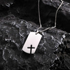 Hollow Cross DogTag Necklaces for Men,Waterproof Stainless Steel Pendant Necklaces,Religious Faith Christ Gift Jewelry