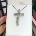 14K White Gold Lab Diamond Cross Pendant Party Wedding Pendants Necklace for Women Men Anniversary Jewelry Gift