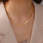 Gold Herringbone Snake Chain Necklace 5mm — Stainless Steel