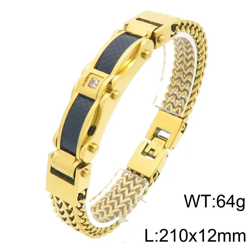 Bike Chain Man Bracelet for Men Gold Color Stainless Steel Link Men's Wrist Bracelets On Hand Jewelry Accessories