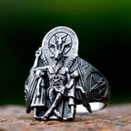 Vintage Lucifer Satan Signet Ring With Anubis — Stainless Steel