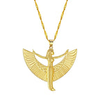 QIAMNI Mythology Egyptian Goddess Isis Wings Pendant Necklace Ancient Egypt God Collar Gift for Women Men Fashion Neck Choker