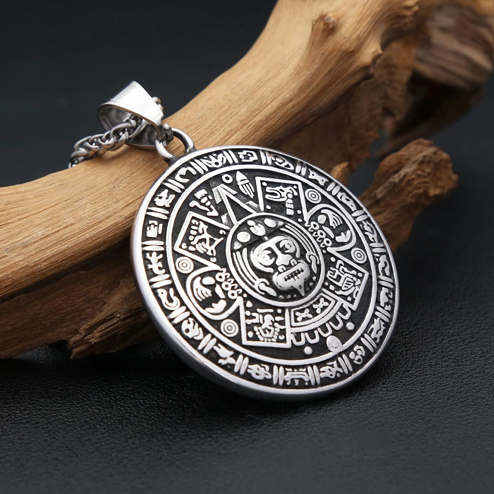 Mayan Symbol Pendant — Black Stainless