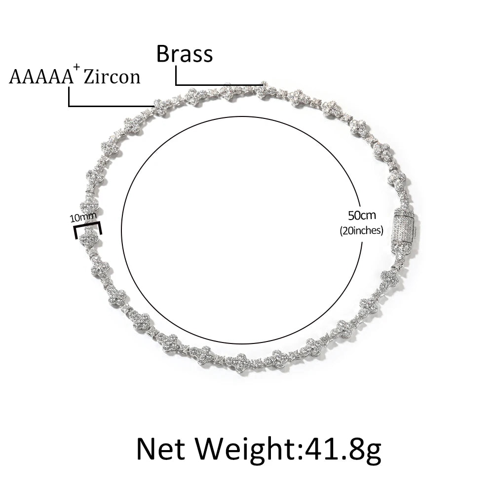 THE BLING KING 10mm Cross Link Chain Necklace Prong Setting 5A Cubic Zirconia Choker HipHop Fashion Jewelry For Party Gift