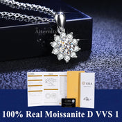 Silver-Tone VVS1 Moissanite Pendant Necklace 0.5-1ct