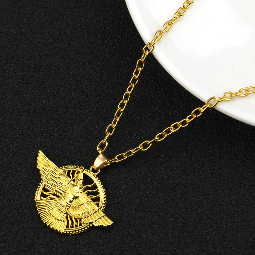 Ashur Pendant Necklace for Women Men Lama,Lamma,Winged Bull Lamassu is an Assyrian Protective Deity Jewelry ﻿