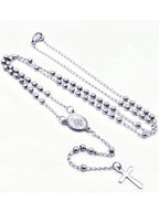 Vintage Virgin Mary Crucifix Rosary Beads Necklace
