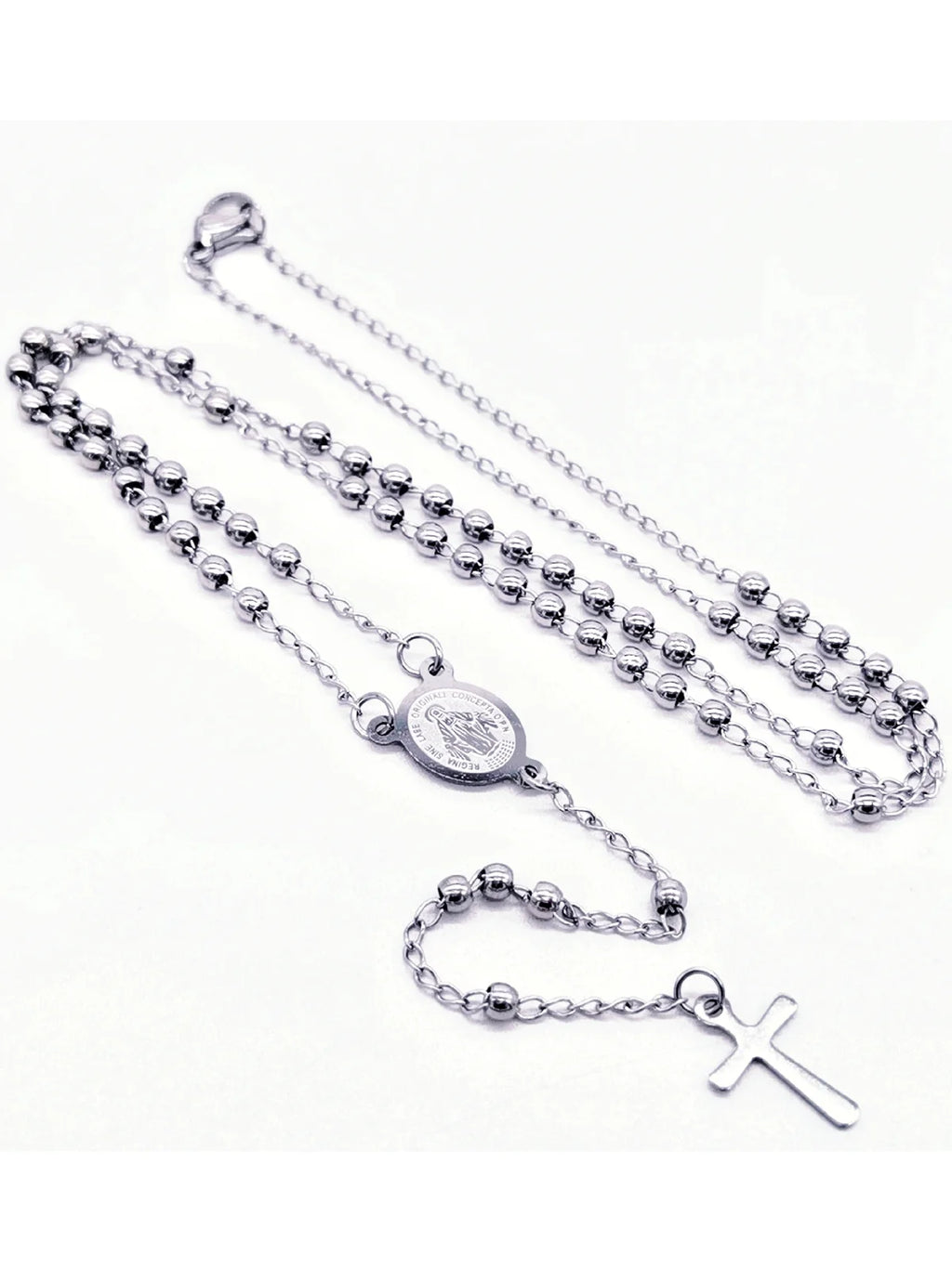 Fashion Vintage Cross Necklace Rosary Beads Chain Jesus Crucifix Virgin Mary Pendant Chain Jewelry Necklace