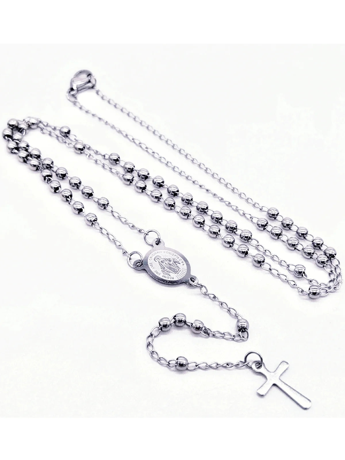 Fashion Vintage Cross Necklace Rosary Beads Chain Jesus Crucifix Virgin Mary Pendant Chain Jewelry Necklace