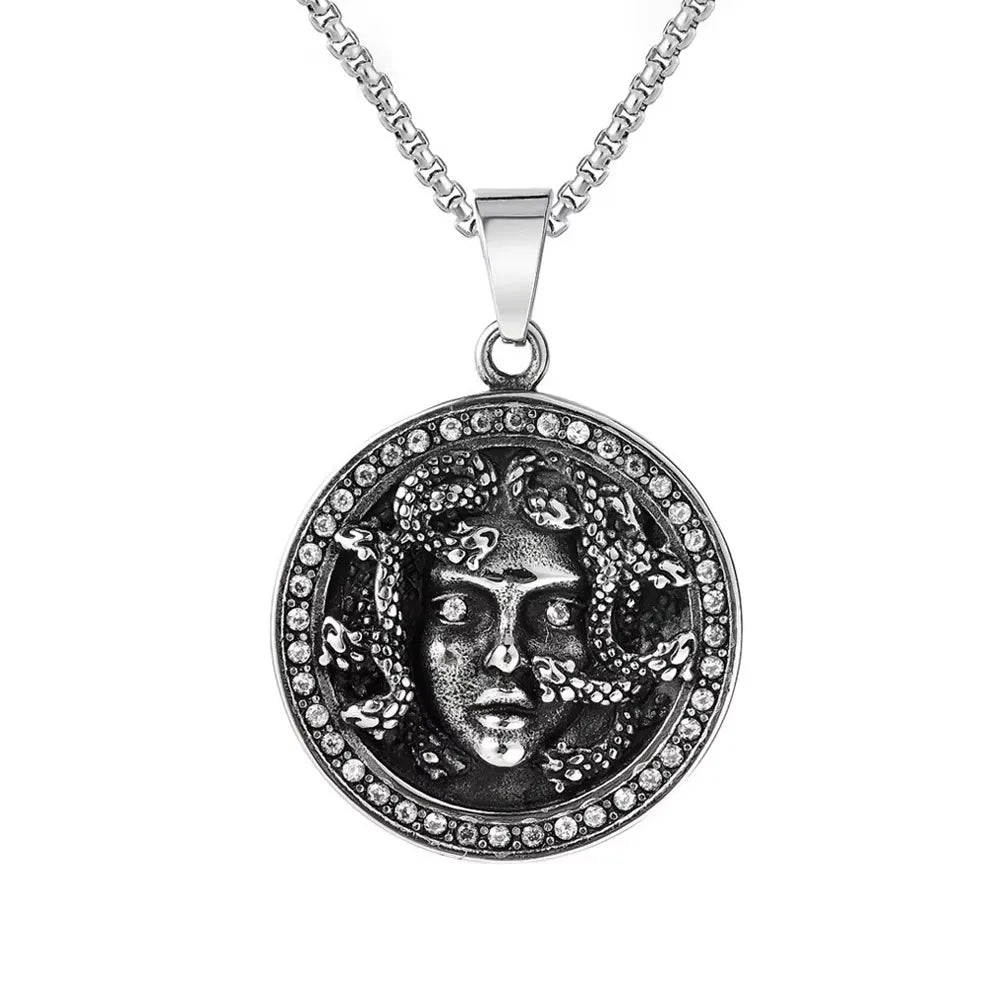 Retro Medusa Pendant Necklace Punk Gothic Snake Shaped Fashion Jewelry For Men Women Gathering Party Birthday Holiday
