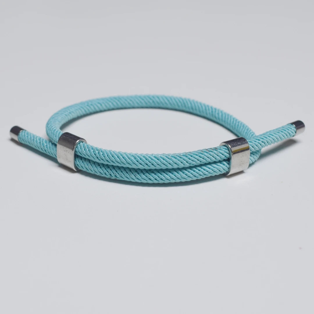 Adjustable Woven Cord Bracelet — Stainless Steel Sliding Clasp