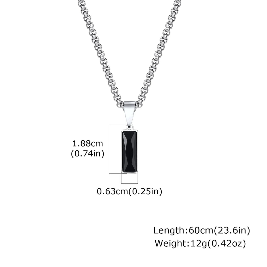 Men's Silver Color Geometric Pendant Necklace, Non Fading Stainless Steel Compass Necklace with Chain, Stylish Jewelry