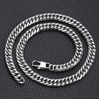 Waterproof Stainless Steel Square Lock Cuban Link Chain Necklace For Men Punk Thick Heavy Chain Jewelry 8/10/12/14MM