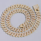 14 MM Prong Cuban Link Chain Necklace For Men Hip Hop Iced Out Bling Luxury Full Rhinestone Paved Necklace Rapper