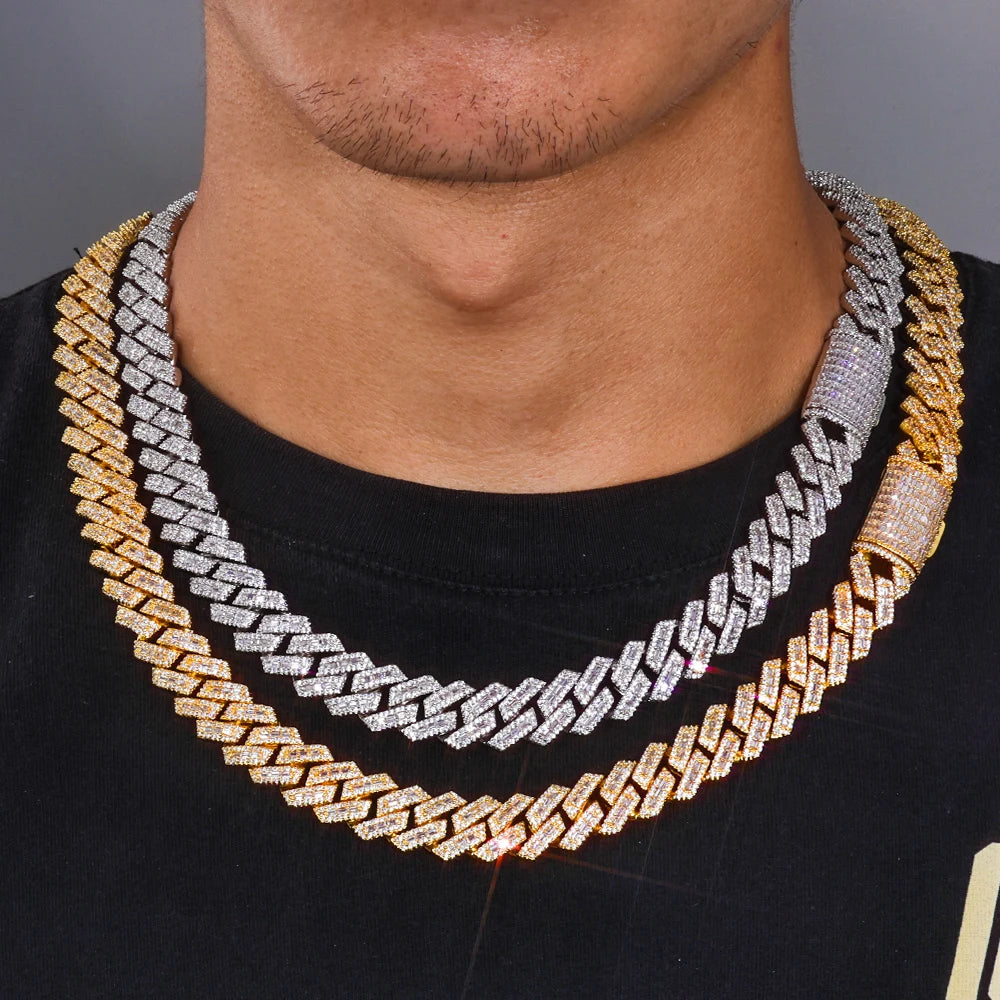 Iced Out Cuban Chain Necklace Stainless Steel 14MM
