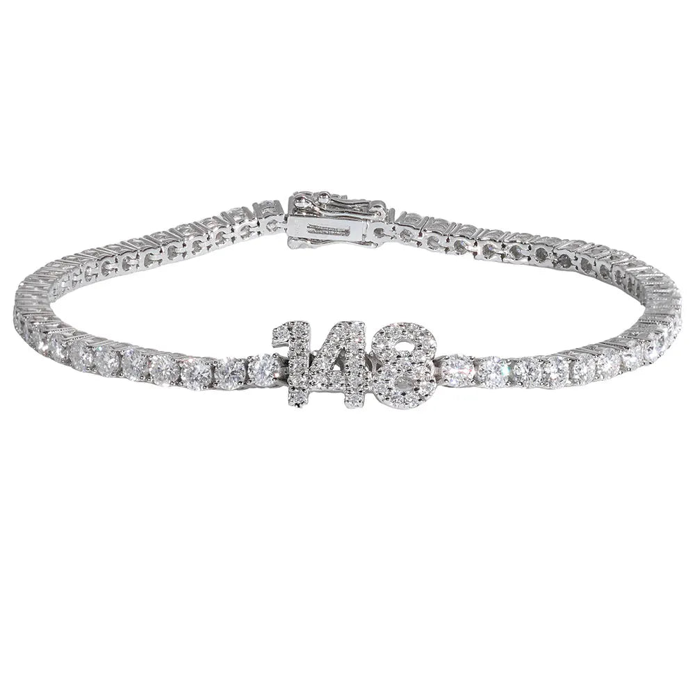 Initial Letter Tennis Bracelet — Iced Out Silver-Tone, 3mm