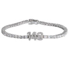 Initial Letter Tennis Bracelet — Iced Out Silver-Tone, 3mm