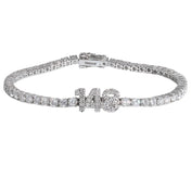 Initial Letter Tennis Bracelet — Iced Out Silver-Tone, 3mm