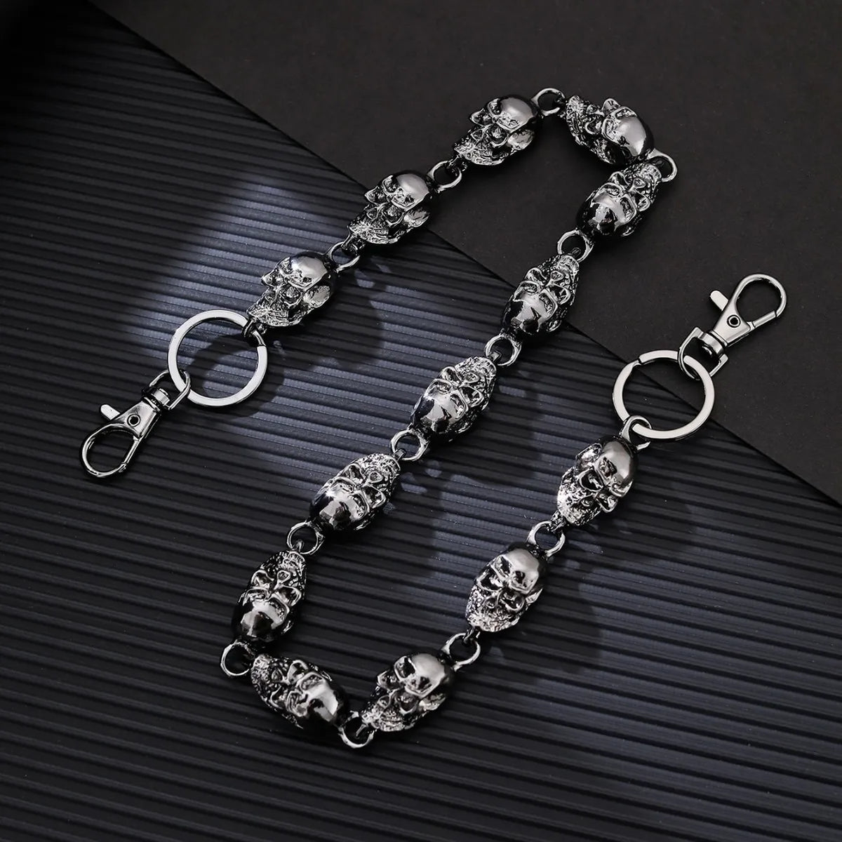 Skull Keychain Wallet Chain — Two-Tone Gothic Biker Pants Chain
