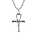 Antique Textured Egyptian Ankh Cross Pendant Necklace Stainless Steel Eye Of Horus Faith Amulet For Male Matching Trendy Jewelry