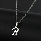 Vintage Initial Letter Pendant Necklace for Women Simple Stainless Steel Letter Glossy Clavicle Chain Choker Necklaces Jewelry