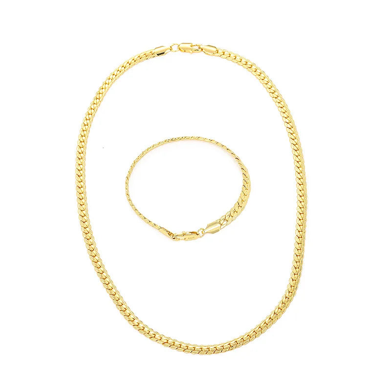 Snake Bone Chain Bracelet — 5MM Flat Weave, Gold-Tone