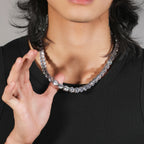 UWIN Iced Cubic Zircon Tennis Chain Necklace for Men 10mm Tennis Necklace with Baguettecz Spring Clasp Fashion Jewelry