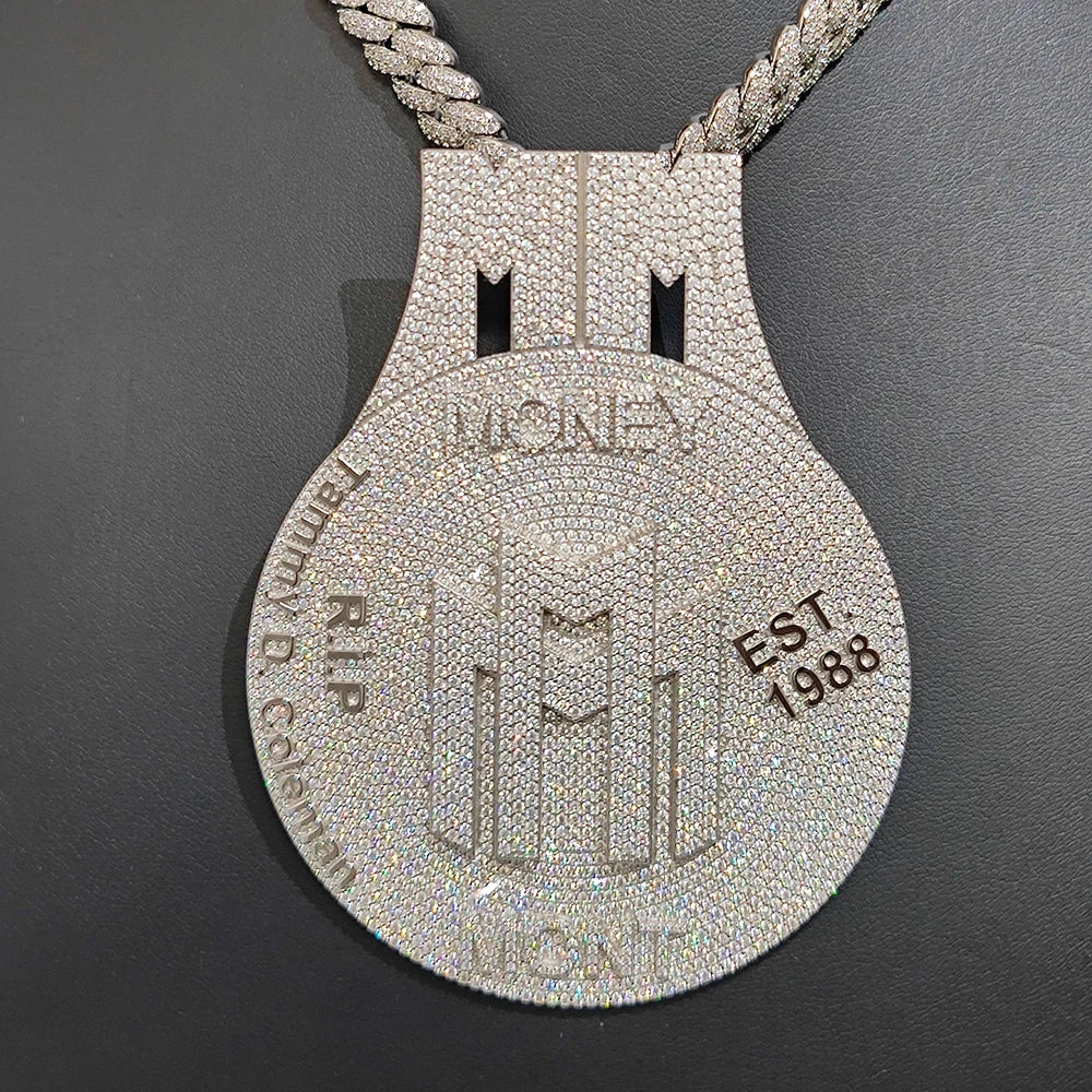 925 Silver VVS Moissanite Round Pendant Name