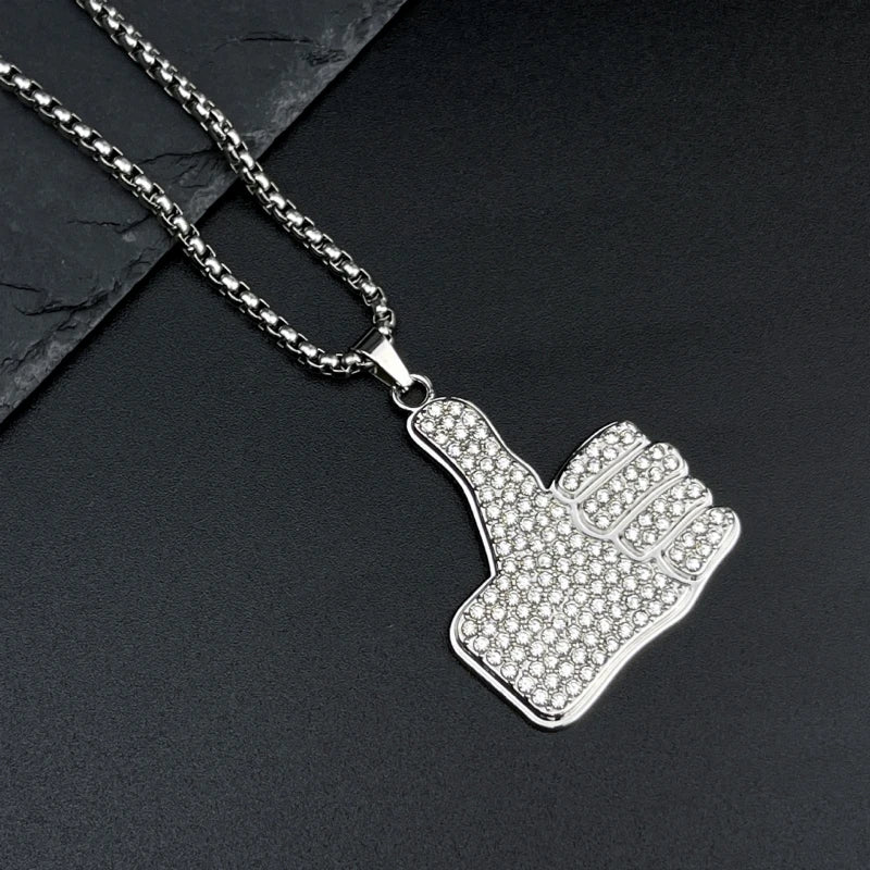 Iced Out Poker Card Steel Pendant Punk Retro