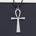 New Durable Black Faux Leather Cross Egyptian Ankh Life Pendant Cord Choker DIY Necklace Retro Boho Tibetan Silver Color